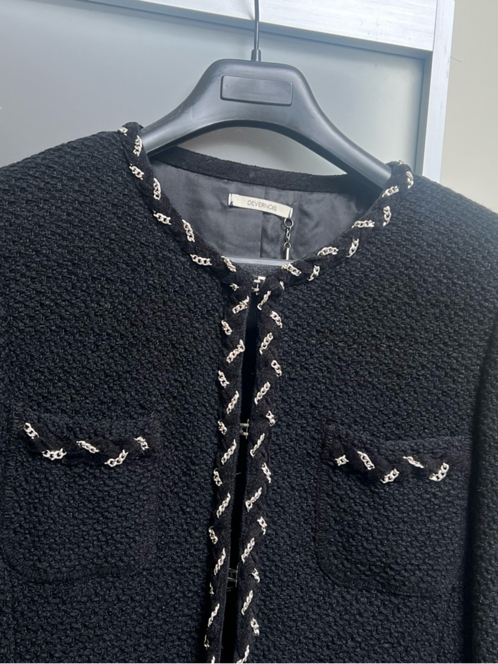 Knit lined 3/4 jacket Chanel style Made in France,Devernois brand, for outdoors.